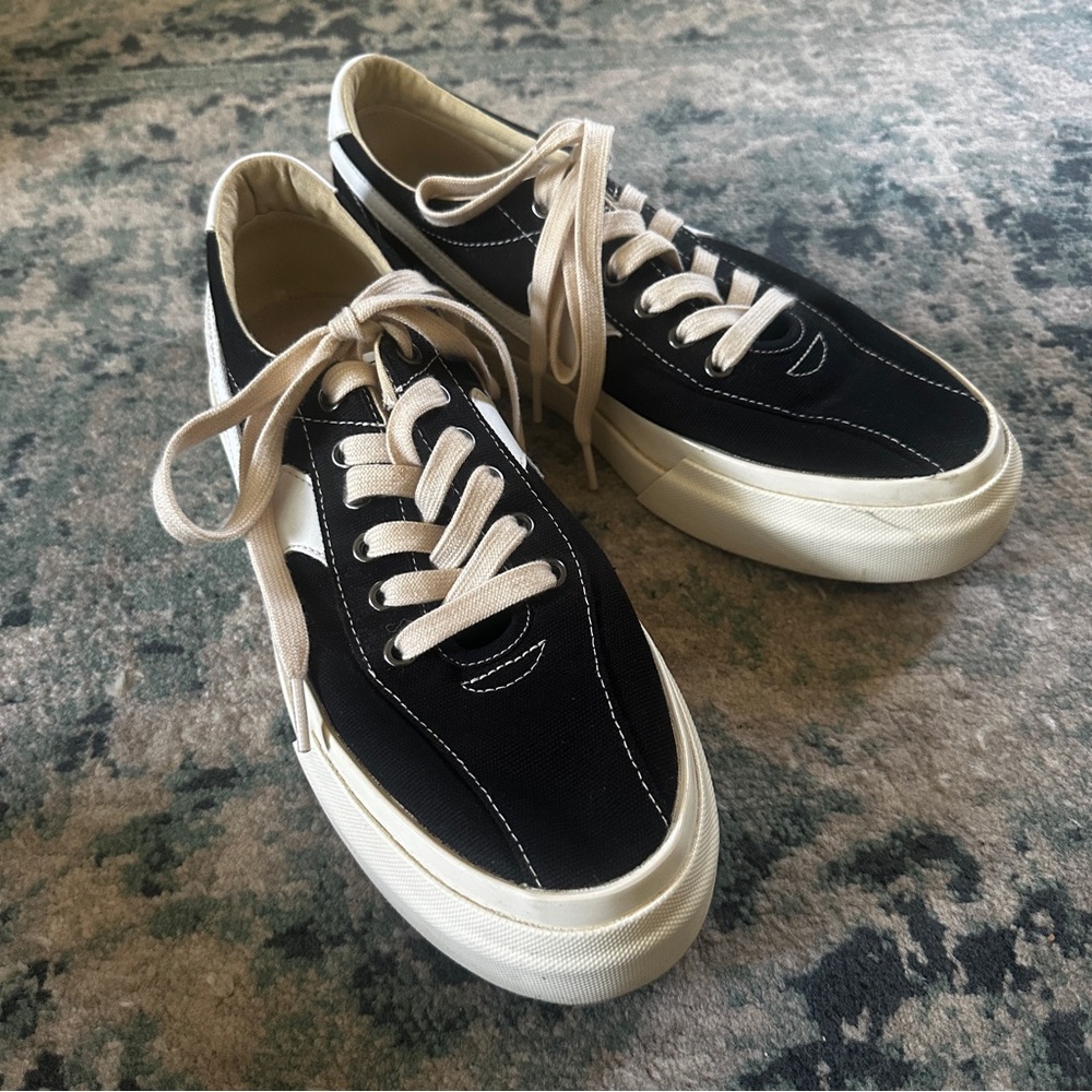 SWC Stepney Works Club Dellow S-Strike Canvas Shoes, Men's 42 (Black & Cream)